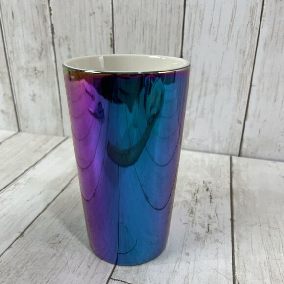 Starbucks - 2022 Iridescent Rainbow / Oil Slick 16oz Tall Ceramic Coffee Mug - Picture 4 of 6